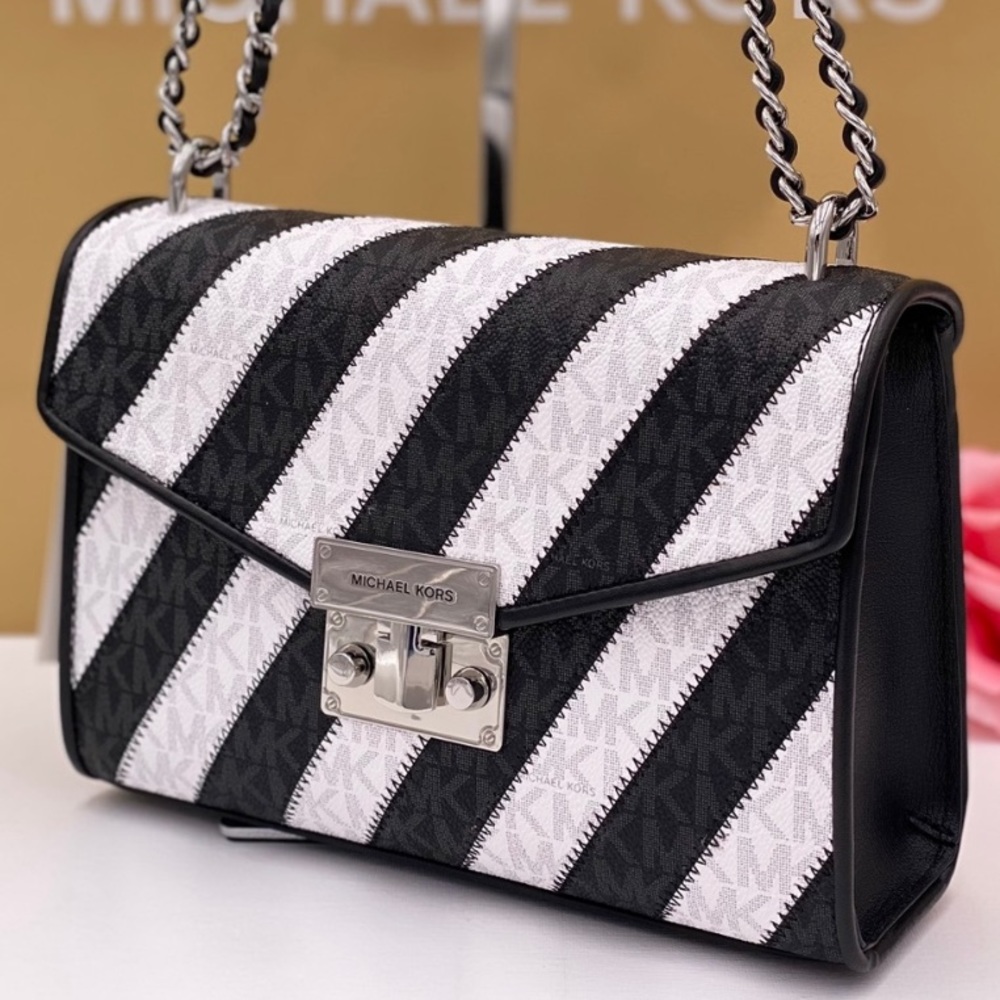 Michael Kors Rose Medium Shoulder Bag Crossbody Messenger Black